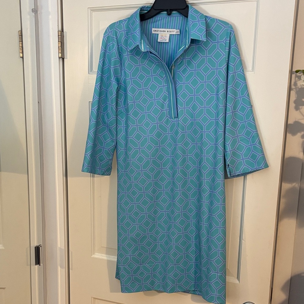 Gretchen Scott Designs Blue and White Dress